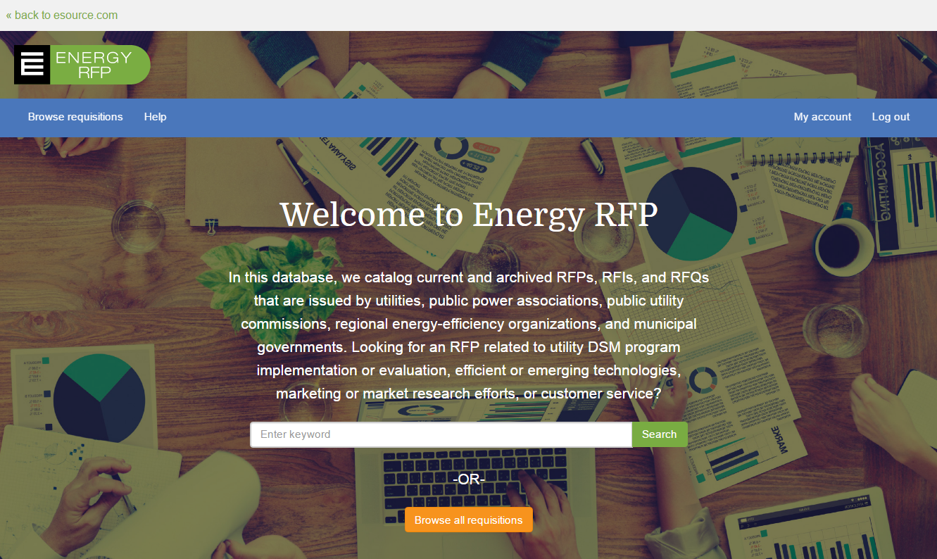 Screenshot of Energy RFP tool