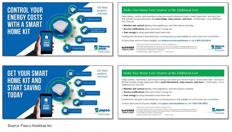 Images of Pepco's ad campaign, showing various pieces of marketing collateral.
