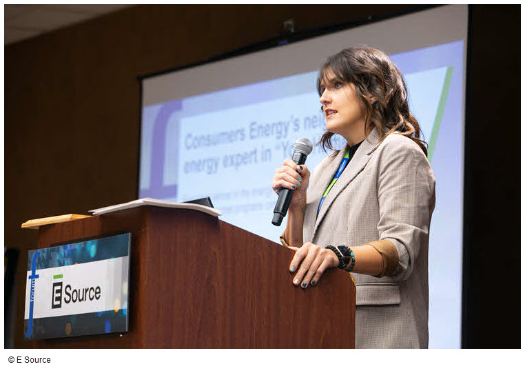 Riki Shook, director of residential marketing at Consumers Energy, speaks at the E&nbsp;Source Forum