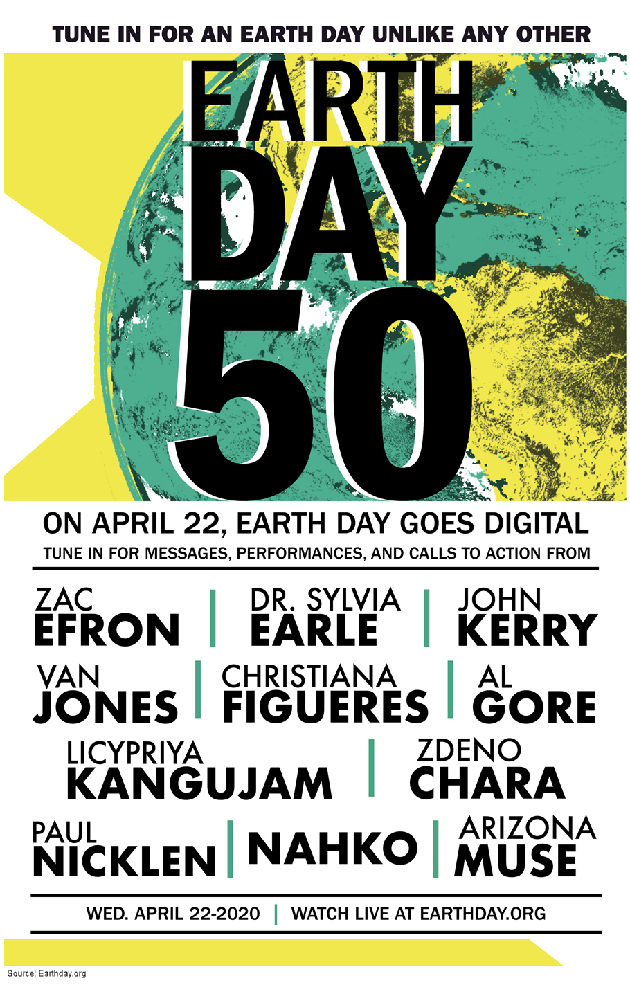 Poster for the Earth Day 50 global digital event
