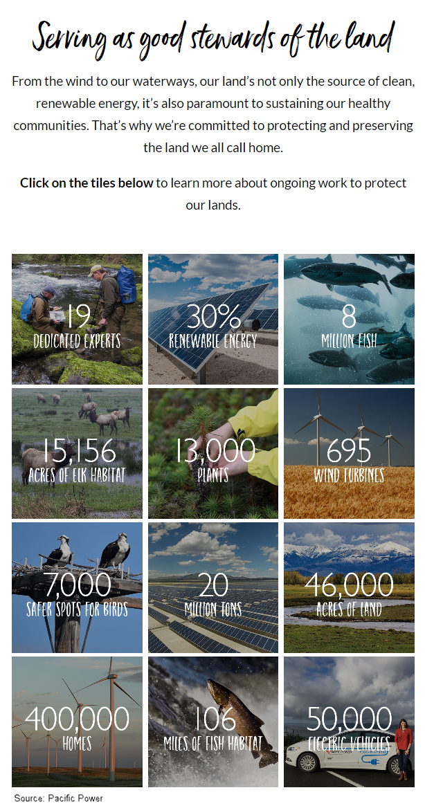 Serving as good stewards of the land. From the wind to our waterways, our land&rsquo;s not only the source of clean, renewable energy, it&rsquo;s also paramount to sustaining our healthy communities. That&rsquo;s why we&rsquo;re committed to protecting and preserving the land we all call home. Click on the tiles below to learn more about ongoing work to protect our lands.